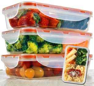 Bento Lunch Box 3pcs set 24oz Meal Prep Containers Microwavable BPA Free External Leak Proof Portion Control Container Dishwasher Friendly Snap Lockin