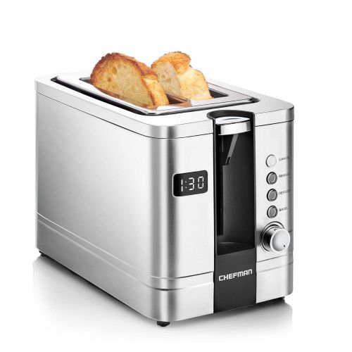 Chefman 2-Slice Digital Pop-Up Toaster, Stainless Steel, Bagel Sized Slots, Removable Crumb Tray Chefman 2-Slice Digital Pop-Up Toaster, Stainless Steel, Bagel Sized Slots, Removable Crumb Tray