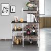 Functional Kitchen Baker's Rack Utility Microwave Oven Stand Storage Cart Workstation Shelf, Black