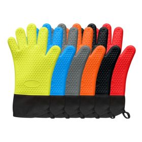 BBQ Gloves,Heat Resistant Silicone Grilling Gloves,Long Waterproof BBQ Kitchen Oven Mitts (Color: Orange)