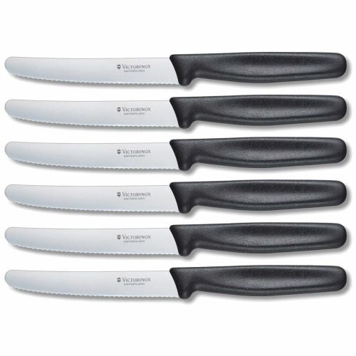 6 Piece Victorinox Swiss Army Cutlery Classic 4.5" Round Tip with Serrated Blade Steak Knife Set 6 Piece Victorinox Swiss Army Cutlery Classic 4.5" Round Tip with Serrated Blade Steak Knife Set