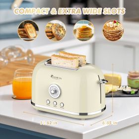 Toaster 2 Slice Retro Toaster Stainless Steel With 6 Bread Shade Settings And Bagel Cancel Defrost Reheat Function, Cute Bread Toaster With Extra Wide (SST23: Black)