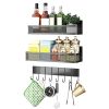 Strong Magnetic Spice Rack with 8 Hooks Fridge Oven Microwave Magnetic Storage Shelves Seasoning Holder